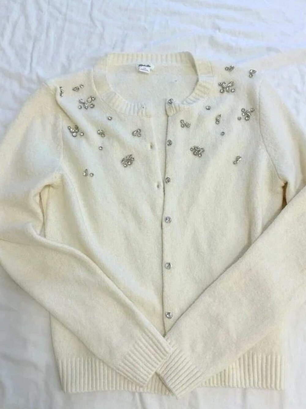 Kimchi Blue White Crystal Embellished Cardigan Size M
